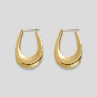 Stainless Steel Huggie Hoop Earring, Letter U, plated, fashion jewelry, golden, 15.2*32.5*51..5mm 
