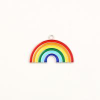Zinc Alloy Enamel Pendants, Rainbow, silver color plated, for man, rainbow colors 