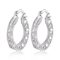 Brass Huggie Hoop Earring, silver color plated, for woman 