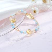 Quartz Bracelets, Brass, with Citrine, fashion jewelry blue 