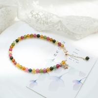 Bracelet de tourmaline, laiton, avec tourmaline, bijoux de mode, multicolore, 16-18CM, Vendu par brin