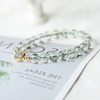 Quartz Bracelets, Brass, with Green Phantom Quartz, fashion jewelry, green, 8MM 