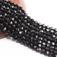 Natural Black Agate Beads, Rhombus, polished, DIY & faceted, black, 8mm Approx 1mm cm 