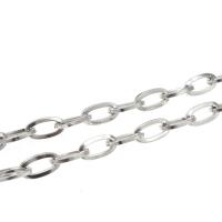 Stainless Steel Oval Chain, plated, DIY, silver color, 6mm 