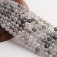 Gemischte Farbe Quarz Perlen, Natürlicher Quarz, rund, poliert, DIY & verschiedene Größen vorhanden, hellgrau, Länge:15 ZollInch, verkauft von Strang