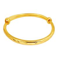 Brass Bangle, gold color plated, adjustable & for woman, 3.5mm, Inner Approx 58mm 
