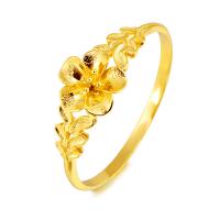Bracelet en laiton, fleur, Placage de couleur d'or, pour femme, 22mm, Diamètre inté Environ 57mm, Vendu par PC