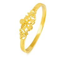 Brass Bangle, Flower, gold color plated, for woman, 18mm, Inner Approx 55mm 
