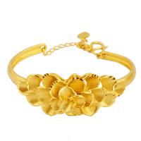 Латунный браслет, Латунь, Форма цветка, плакирован золотом, регулируемый & Женский, 21.7mm, внутренний диаметр:Приблизительно 51.1mm, продается PC