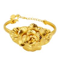 Латунный браслет, Латунь, Форма цветка, плакирован золотом, регулируемый & Женский, 35.4mm, внутренний диаметр:Приблизительно 50.8mm, продается PC