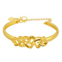 Brass Bangle, Flower, gold color plated, adjustable & for woman, 13.7mm, Inner Approx 37.6mm 