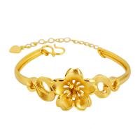 Brass Bangle, Flower, gold color plated, adjustable & for woman, 22.2mm, Inner Approx 47.9mm 