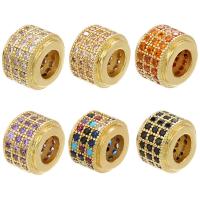 Brass Spacer Beads, Column, gold color plated, micro pave cubic zirconia Approx 4.5mm 