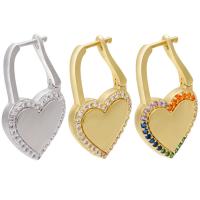 Cubic Zirconia Micro Pave Brass Earring, Heart, plated, micro pave cubic zirconia & for woman 