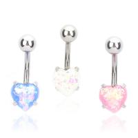 Stainless Steel Belly Ring, with Opal, plated, for woman 