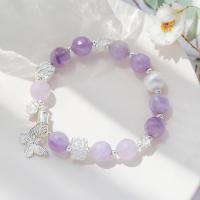 Bracelets en pierres précieuses, laiton, avec améthyste, bijoux de mode & normes différentes pour le choix, violet, Vendu par brin