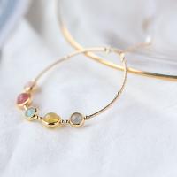 Quartz Bracelets, Brass, with Strawberry Quartz, fashion jewelry multi-colored 