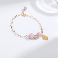Gemstone Bracelets, Brass, with Kunzite, fashion jewelry purple, 15CM 
