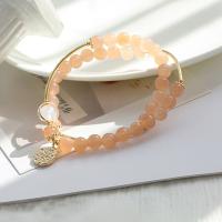 Лунный камень браслет, Латунь, с Лунный камень, ювелирные изделия моды & разные стили для выбора, оранжевый, продается Strand