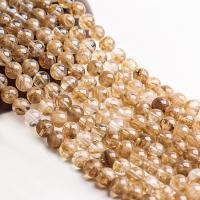 Rutilquarz Perlen, Rauchquarz, rund, poliert, DIY & verschiedene Größen vorhanden, gelb, Länge:15 ZollInch, verkauft von Strang