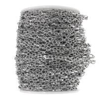 Edelstahl Oval Kette, plattiert, DIY, Silberfarbe, 10*0.5*0.2mm, 50m/Spule, verkauft von Spule