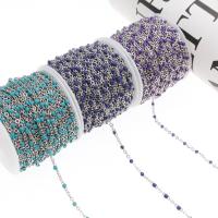 Edelstahl Kugelketten, mit Kristall, plattiert, unterschiedliche Farbe und Muster für die Wahl & DIY, keine, 0.6*0.3*0.6mm, 50m/Spule, verkauft von Spule