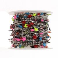 Stainless Steel Chain Jewelry, with enamel, Star, plated, DIY, multi-colored, 0.6*0.2*0.6mm 