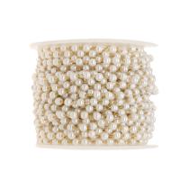 Edelstahl Kugelketten, mit Kunststoff Perlen, plattiert, DIY & verschiedene Größen vorhanden, weiß, 20m/Spule, verkauft von Spule