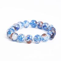 Bracelets de perle de bijou en verre, Des billes de verre, Rond, différentes couleurs et motifs pour le choix, plus de couleurs à choisir, 10mm, Vendu par brin