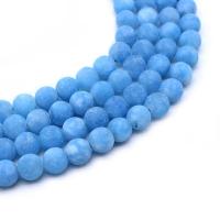 Aquamarin Perlen, rund, DIY & verschiedene Größen vorhanden & satiniert, blau, verkauft von Strang
