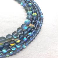 Labradorite Beads, Round, DIY & frosted, blue 