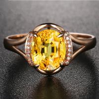 Gemstone Brass Finger Ring, Donut, plated rose gold color, US Ring 