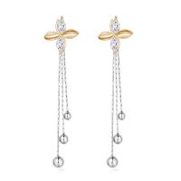 Brass Dangle Earring, gold color plated, micro pave cubic zirconia & for woman 