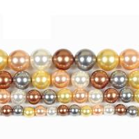 Perles de coquillage de couleur AB, Shell Pearl, Rond, DIY & normes différentes pour le choix, couleurs mélangées, Vendu par brin