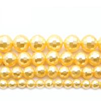 Perles de coquillage de couleur AB, Shell Pearl, Rond, DIY & normes différentes pour le choix, Or, Vendu par brin