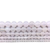 Perla de ágata blanca natural, Ágata blanca, Esférico, Bricolaje & diverso tamaño para la opción, Blanco, Vendido por Sarta