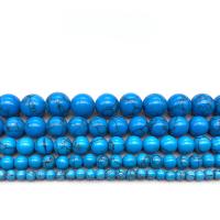 Türkis Naturperlen, rund, DIY & verschiedene Größen vorhanden, blau, verkauft von Strang