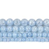 Abalorios de Cuarzo Craquelado, Cristal, Esférico, Bricolaje & diverso tamaño para la opción, Cristal de Bermudas azul, Vendido por Sarta