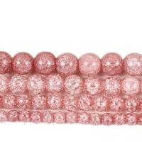 Perles quartz craquelé, cristal, Rond, DIY & normes différentes pour le choix, Lt rose, Vendu par brin