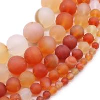 Abalorios de Ágata Roja, Esférico, Bricolaje & diverso tamaño para la opción & glaseado, naranja rojizo, Vendido por Sarta