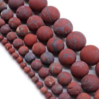 Jaspis Brekzien Perlen, Jaspis Brecciated, rund, DIY & verschiedene Größen vorhanden & satiniert, dunkelrot, verkauft von Strang