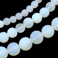 Perles de verre mat, Rond, DIY & normes différentes pour le choix & givré, blanc, Vendu par brin