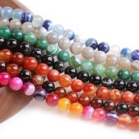 Natürliche Streifen Achat Perlen, rund, poliert, unterschiedliche Farbe und Muster für die Wahl & DIY & verschiedene Größen vorhanden, keine, Länge:15 ZollInch, verkauft von Strang