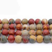 Picasso Jasper Beads, Round, DIY & matte & frosted, mixed colors 