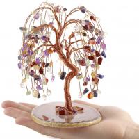 Brass Craft Decoration, with Glass Gemstone, Tree, plated, durable heightuff1a14-16cm,Base diameteruff1a7-9cm 