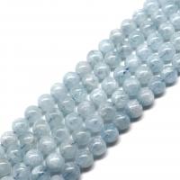Aquamarin Perlen, rund, poliert, DIY & verschiedene Größen vorhanden, blau, verkauft von Strang