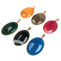 Agate Pendant, with Zinc Alloy, Oval, gold color plated, DIY 