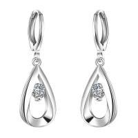 Huggie Hoop Drop Earring, 925 Sterling Silver, silver color plated, micro pave cubic zirconia & for woman 