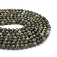 Holzmaserung Stein Perlen, Grain Stein, rund, poliert, DIY & verschiedene Größen vorhanden, grün, Länge:38 cm, verkauft von Strang
