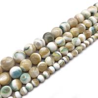 La Perla de Concha Natural, Nácar, Esférico, pulido, Bricolaje & diverso tamaño para la opción, color mixto, Vendido por Sarta
